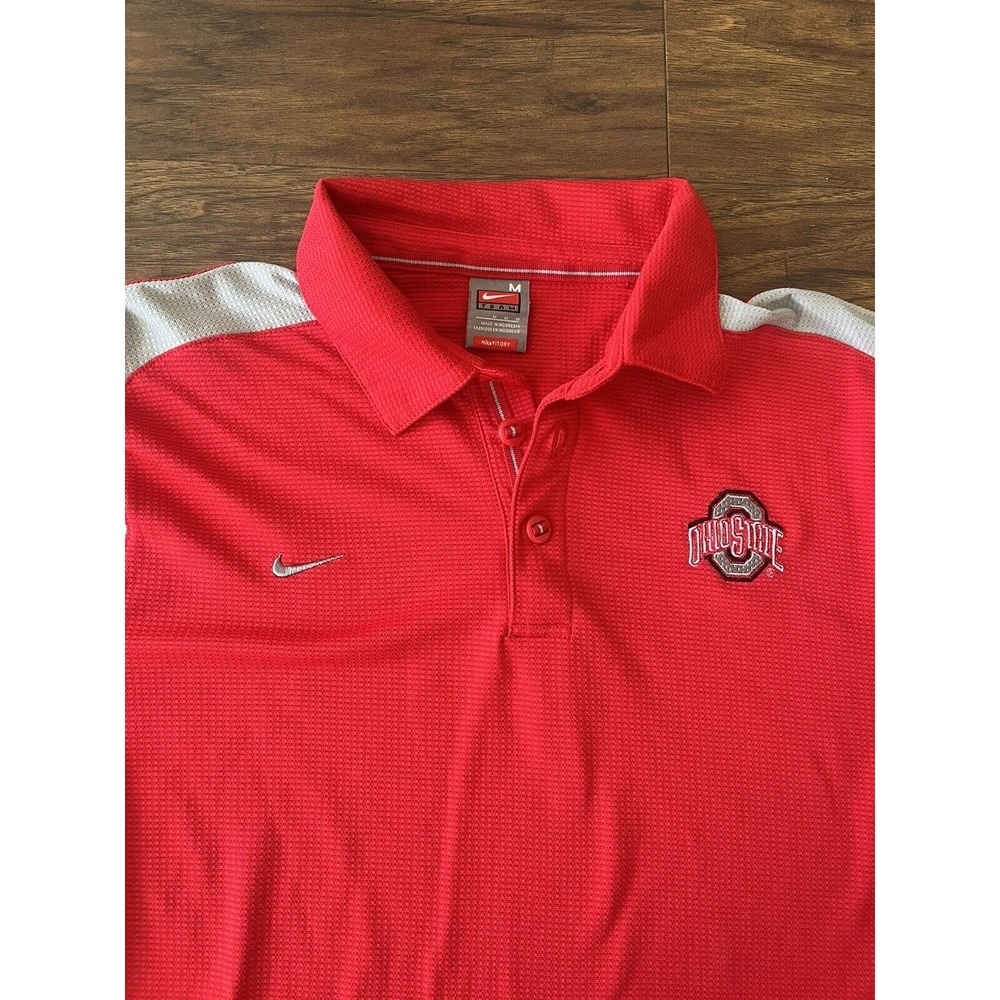 Ohio State Buckeyes Nike Dri-Fit‎ Polo Shirt Mens Short Sleeve OSU Medium
